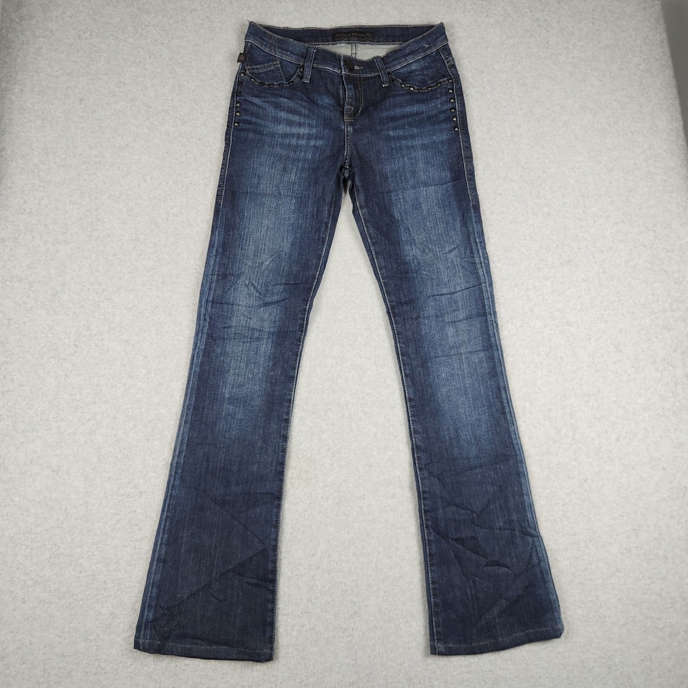 Rock & Republic Jeans Womens 4 Blue Denim Whiskered Studded Streetwear Grunge